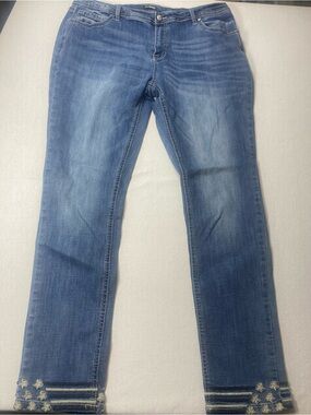 Flamingo patriotic Women's Slim Bootcut Jeans with Embroidered Hem